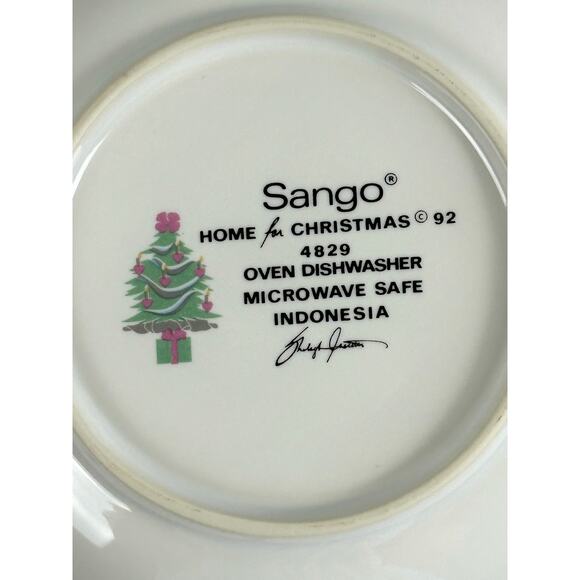Sango Home for Christmas 1992 Indonesia Black Mark #4829 Serving Bowl-9.25" - Picture 9 of 9